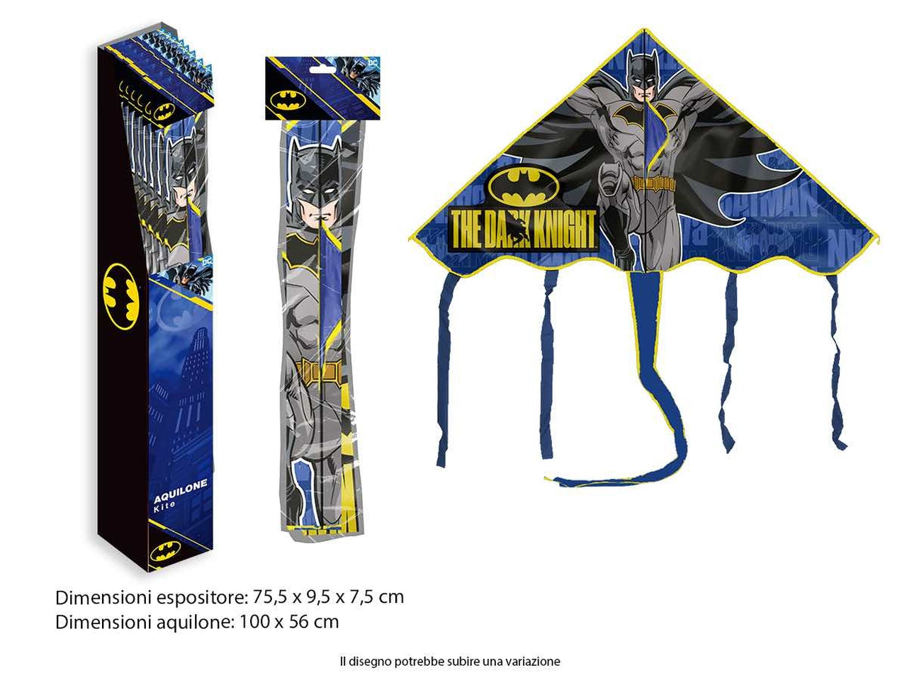 Aquilone per bambino Batman DC etÃ  3+ blu e nero in plastica 95 cm