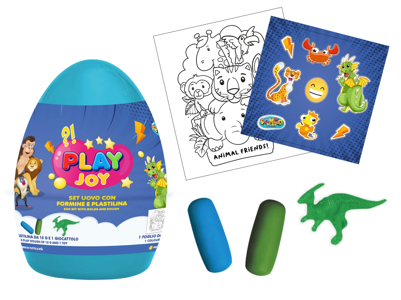 Uovo in plastica gioco bimbo celeste, animali, etÃ  +3 -  MC Group