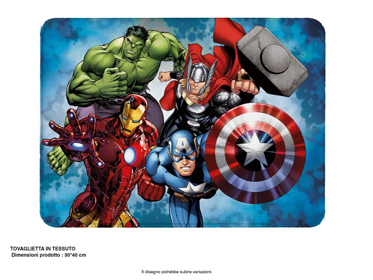 Tovaglietta americana Avengers in poliestere blu 40x30 cm - Mc Group