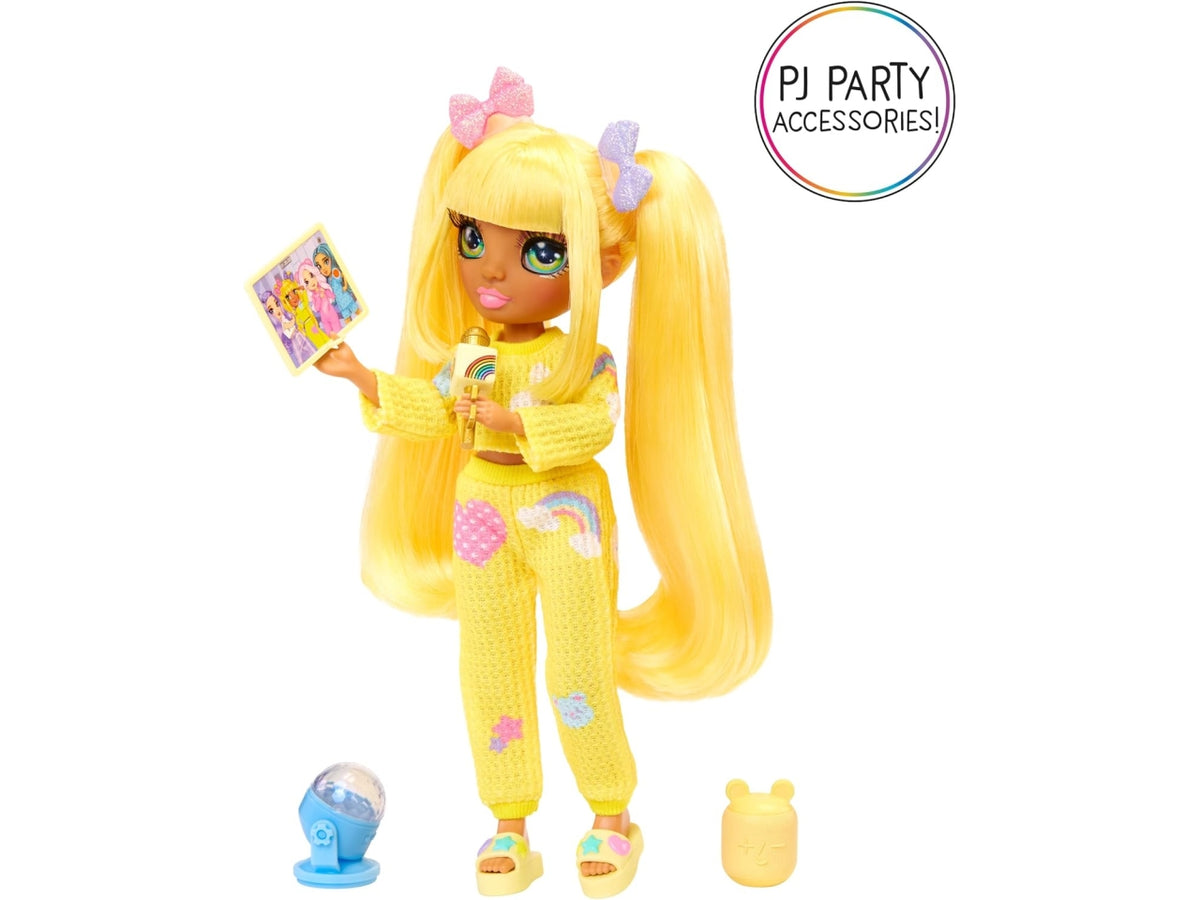 Rainbow junior high pj party fashion doll Sunny, bambola con accessori, 4+ anni Mga
