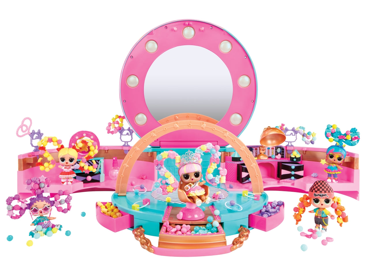LOL Surprise Hair Beads Salon: Set Gioco Multicolor in Plastica con 100 Accessori per Capelli, Specchio e Bambola - EtÃ  4+ | MGA Entertainment