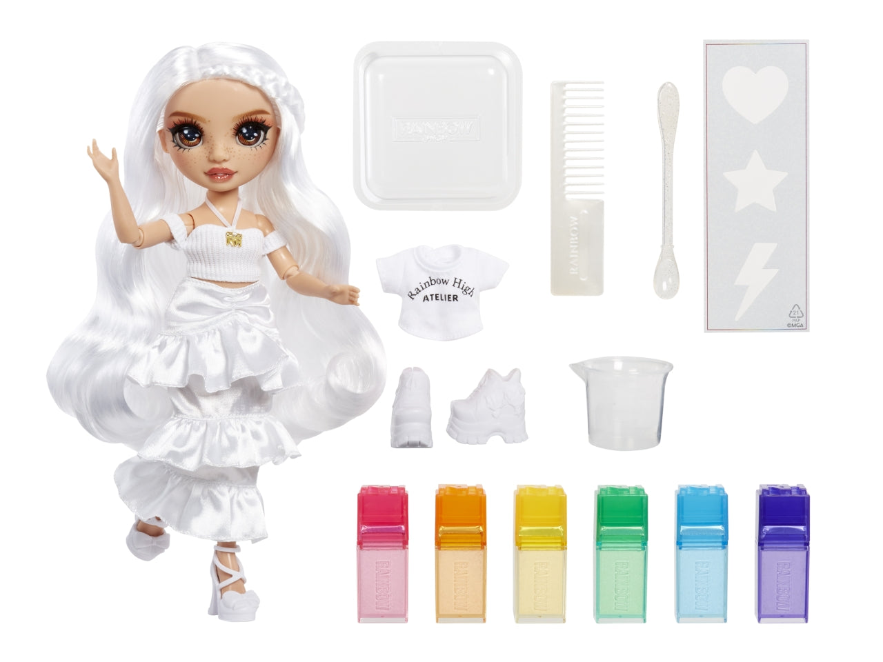 Rainbow High Watercolor & Create New Theme Dolls Brown Eyes: Bambola Fashion Multicolor con Abiti e Accessori per Personalizzazione, Gioco Unisex per Bambini 4+ | MGA Entertainment $