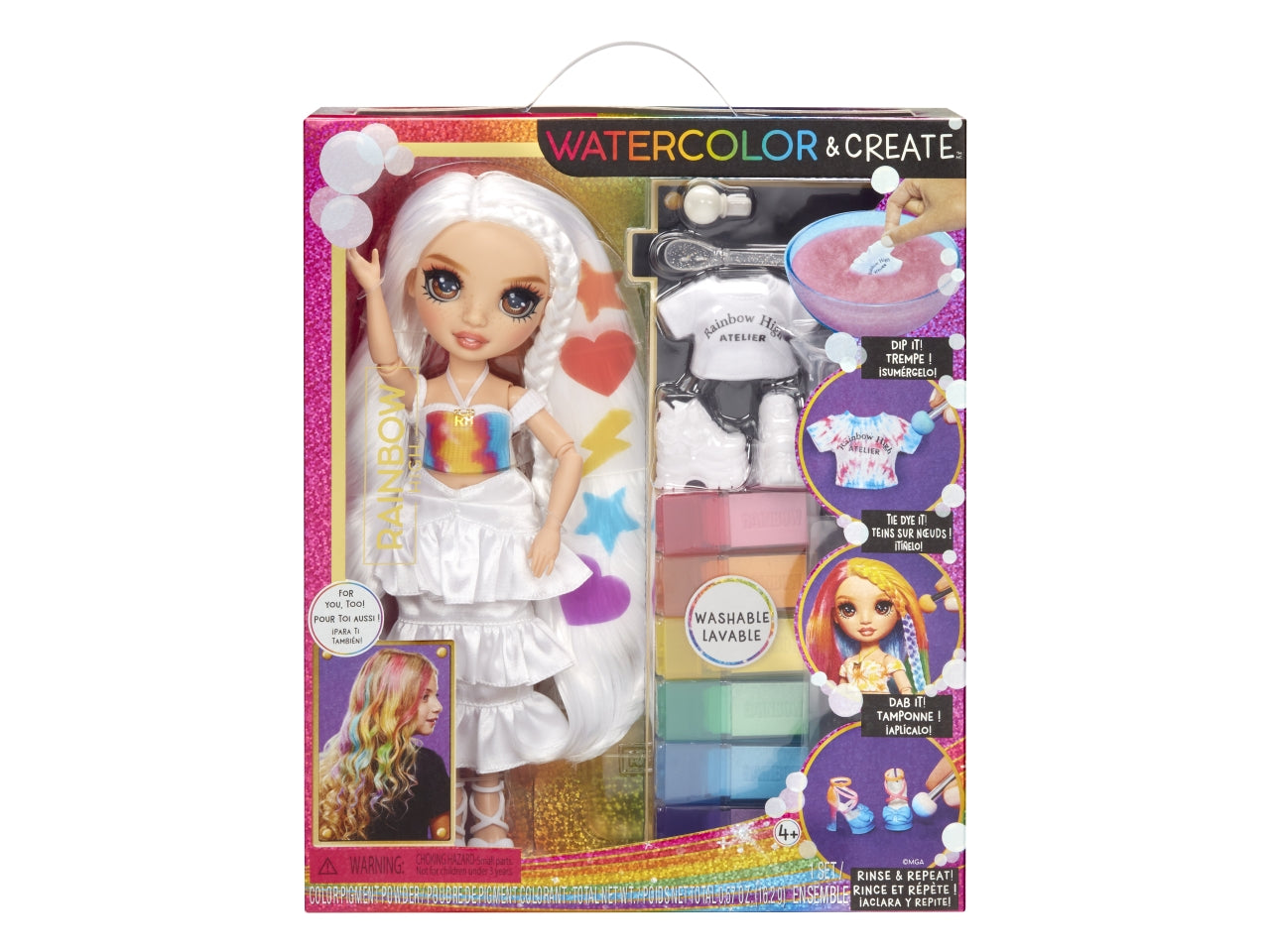 Rainbow High Watercolor & Create New Theme Dolls Brown Eyes: Bambola Fashion Multicolor con Abiti e Accessori per Personalizzazione, Gioco Unisex per Bambini 4+ | MGA Entertainment $