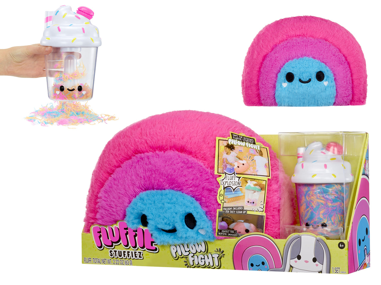 Fluffie Stuffiez Pillow Fight - Rainbow: Peluche Multicolor con Aspirapolvere, Gioco Unisex per Bambini 4+ | MGA Entertainment