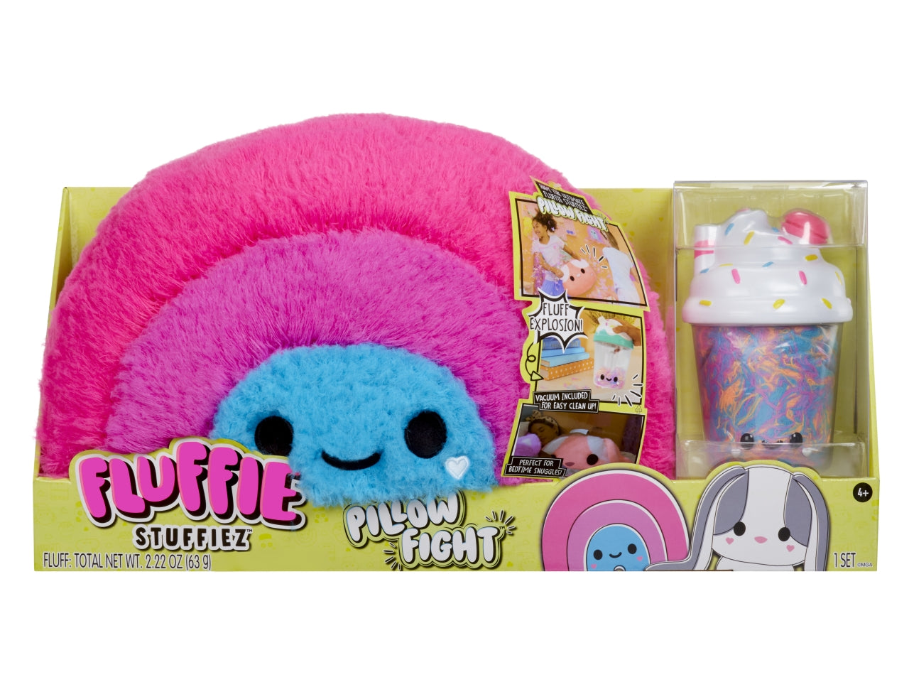 Fluffie Stuffiez Pillow Fight - Rainbow: Peluche Multicolor con Aspirapolvere, Gioco Unisex per Bambini 4+ | MGA Entertainment