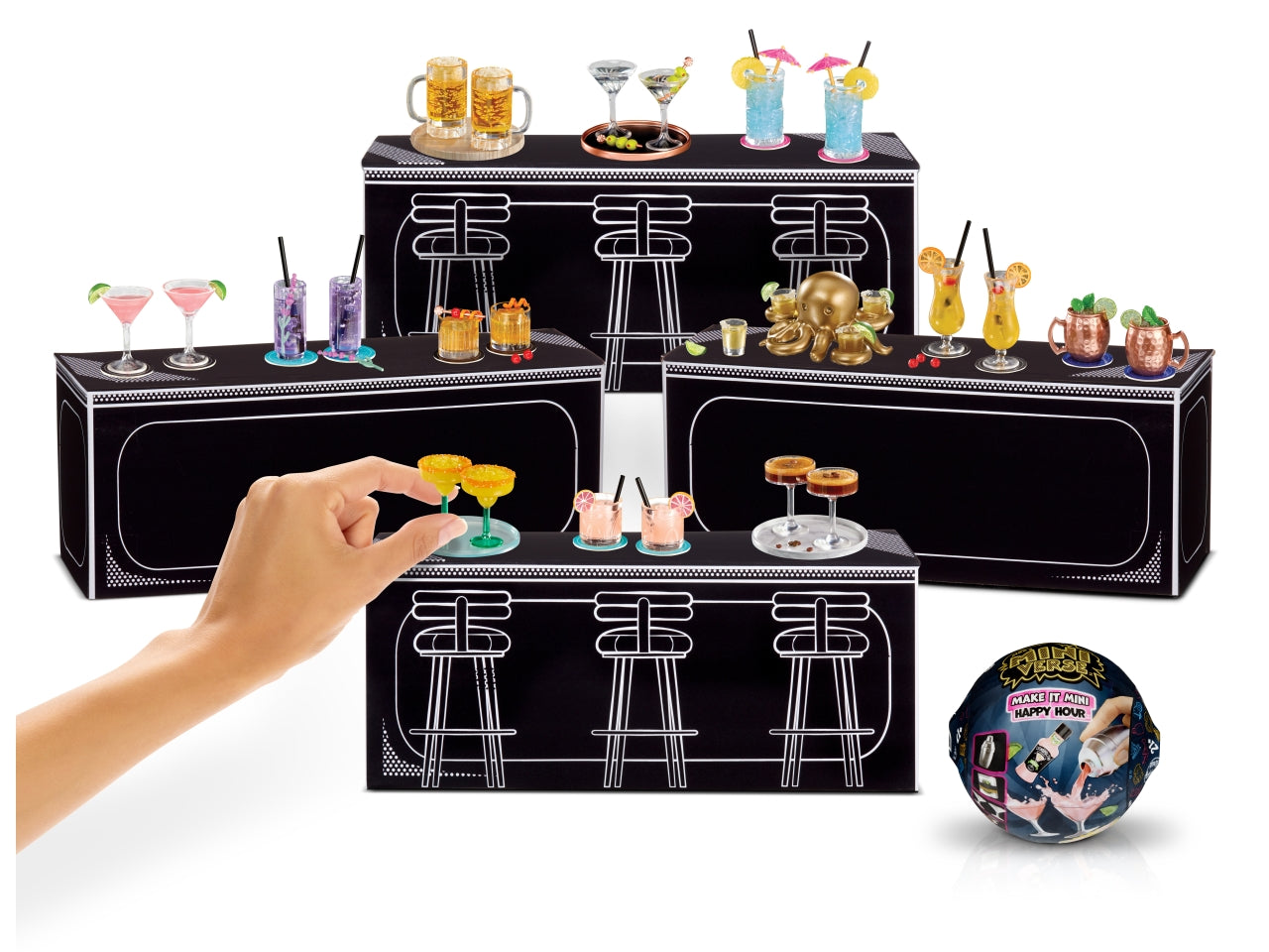 MGA's Miniverse - Make It Mini Happy Hour: Set Fai-da-Te con Sfera e Accessori in Miniatura per Creare Cocktail da Collezione, Gioco Unisex per Bambini 8+ | MGA Entertainment $
