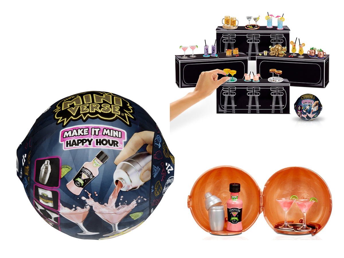 MGA's Miniverse - Make It Mini Happy Hour: Set Fai-da-Te con Sfera e Accessori in Miniatura per Creare Cocktail da Collezione, Gioco Unisex per Bambini 8+ | MGA Entertainment $