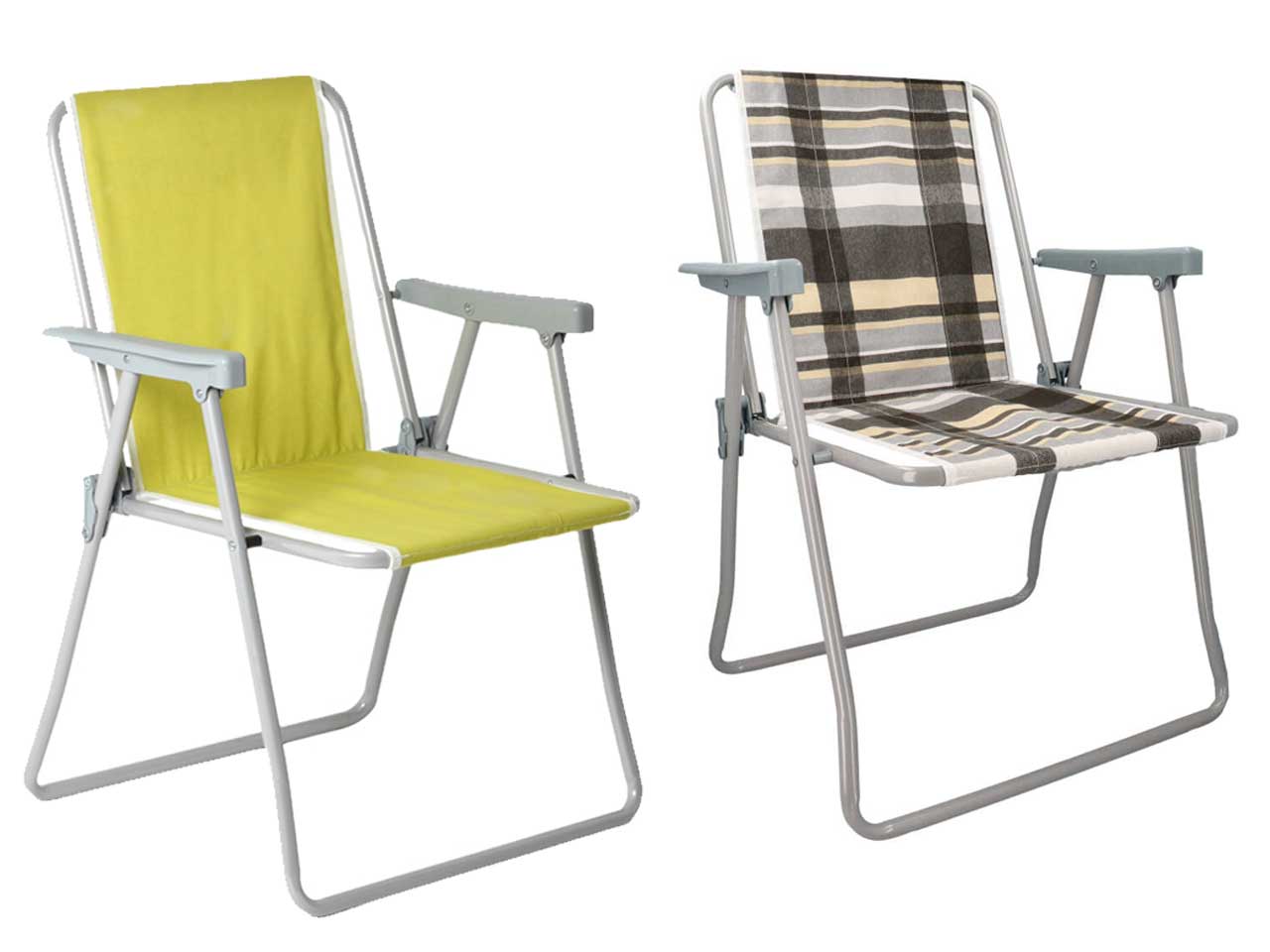 Sedia pieghevole Maya c/bracciolo plastica e cuscino policotone assortita 80x57.5x53.5 cm