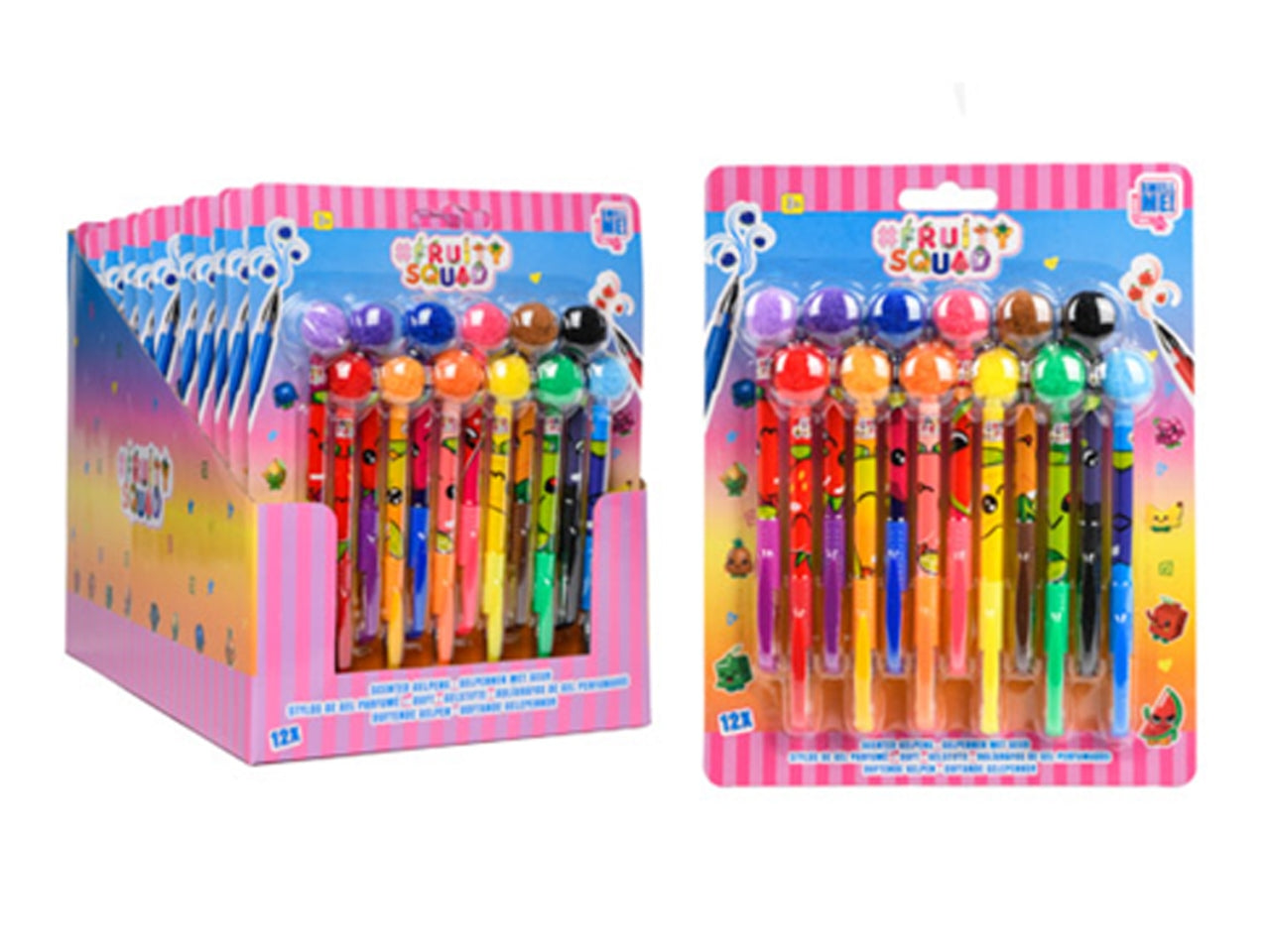 Fruity squad penne gel pompom profumate - la confezione contiene 12 penne
