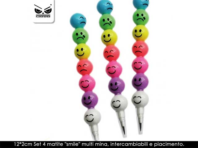Matita disegni Mood con mina intercambiabile, fusto decorato con smile assortiti