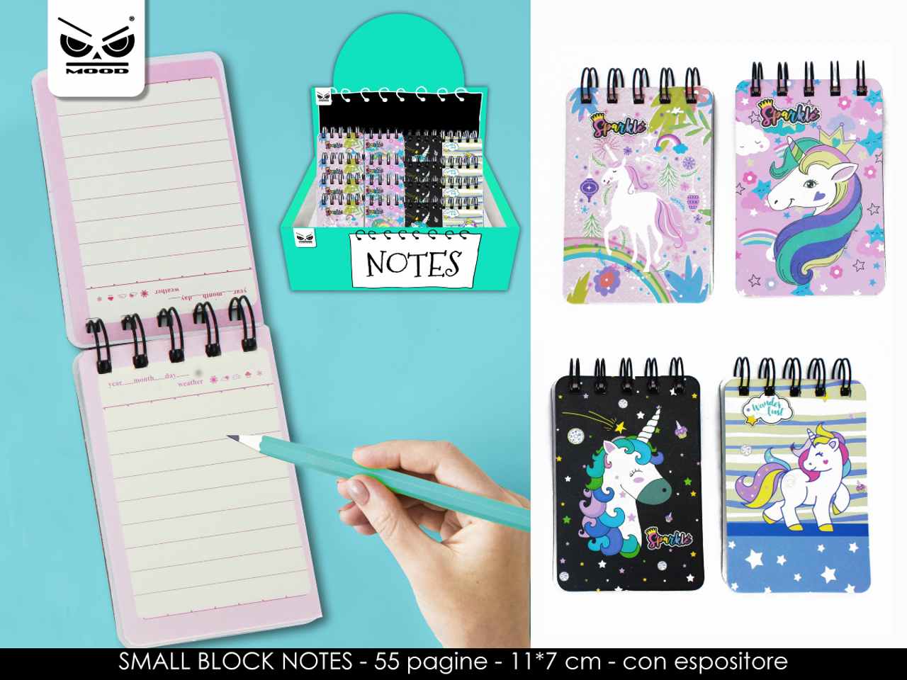 Mini block notes unicorno