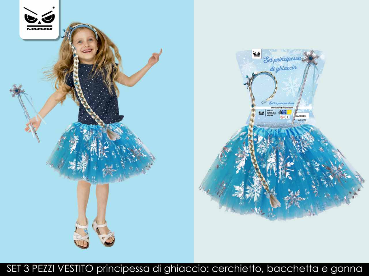 Vestito principessa di ghiaccio 3 pezzi