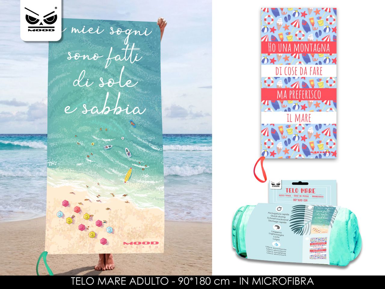 Asciugamano decoro floreale in microfibra 90x180cm