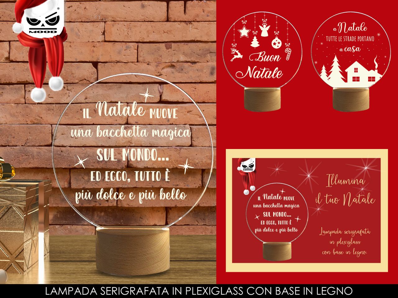 Lampada acrilico serigrafato round xmas