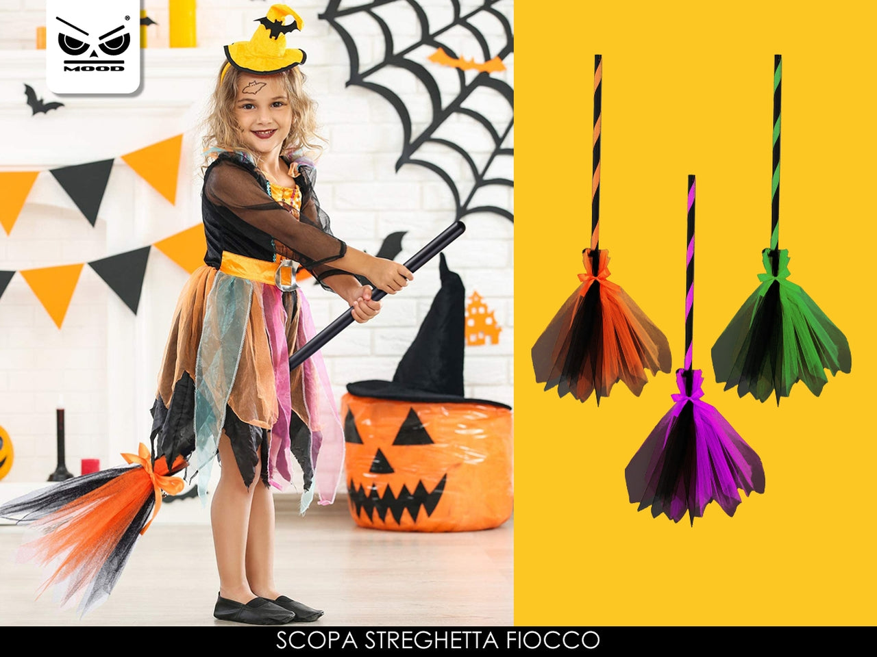 Scopa streghetta con fiocco in colori assortiti