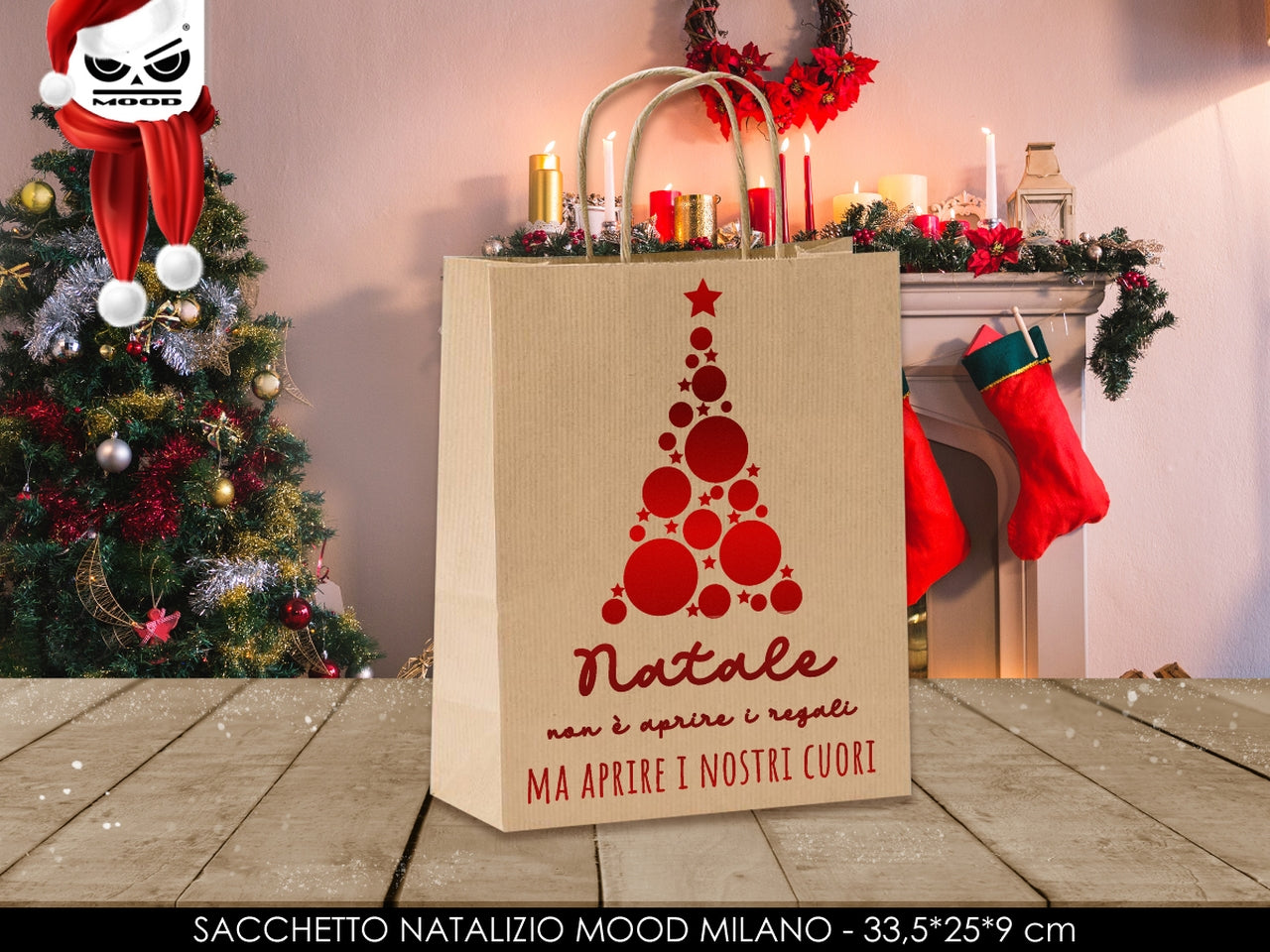 Shopper natalizio aprire i nostri cuori carta da pacco misura m