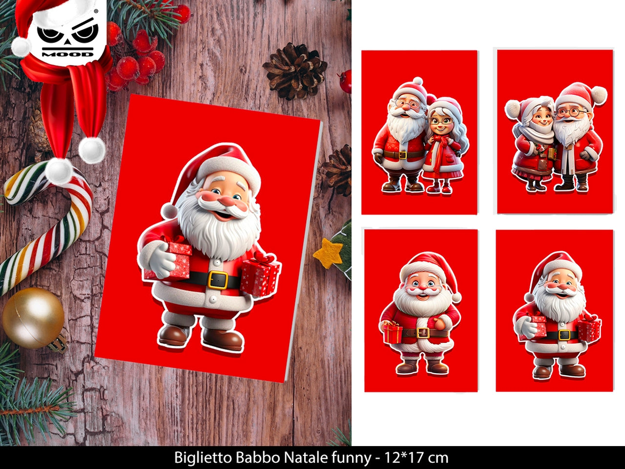 Biglietto babbo natale funny assortiti