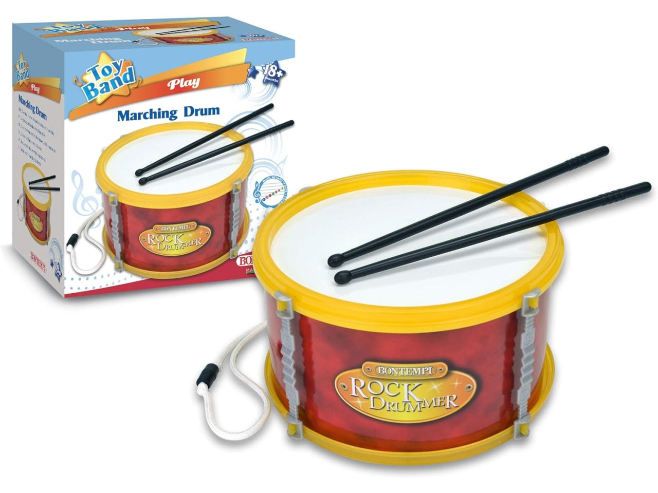 Tamburo con tracolla completo di bacchette