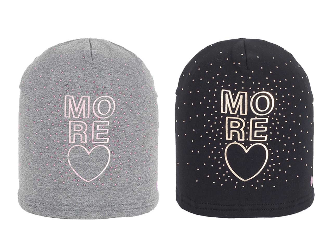 Cappello cuffia felpa con stampa metallizzata e borchie colori e taglie assortiti$