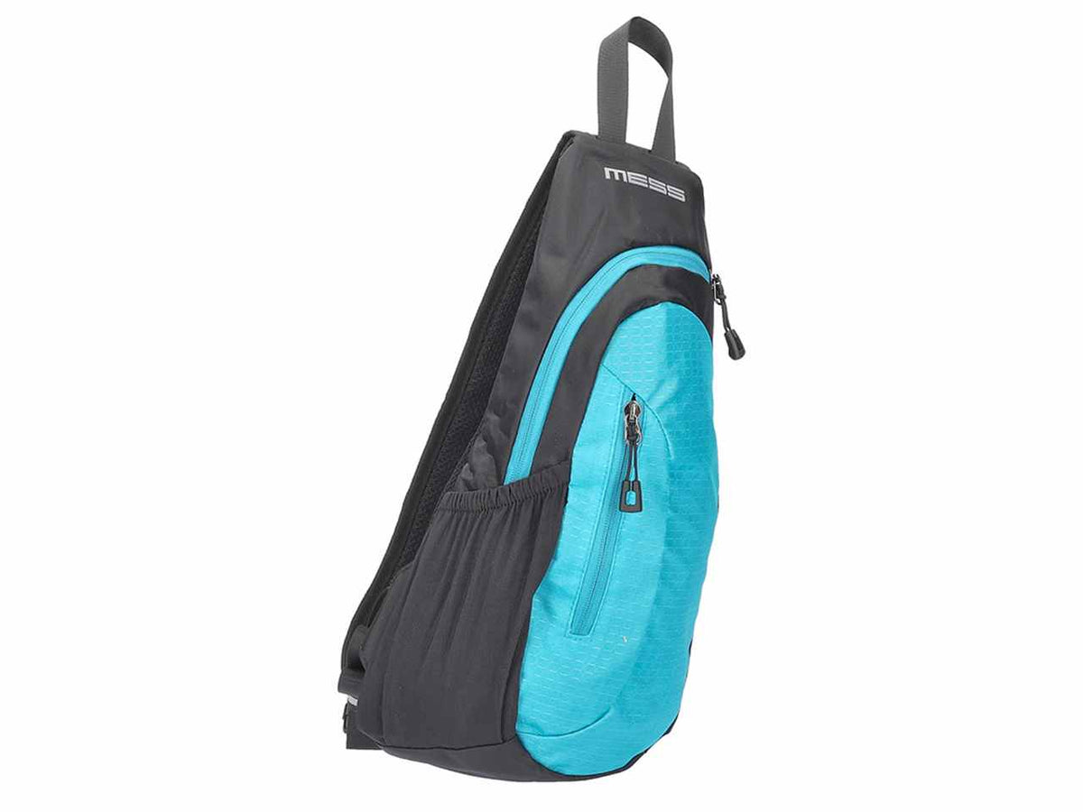 Monospalla sport multitasche colore  nero e turchese