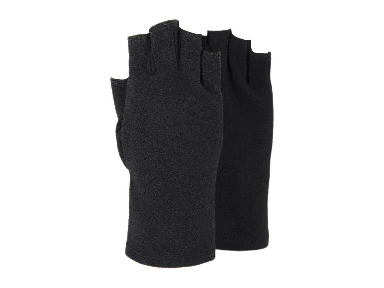 Guanto micropile elasticizzato mezze dita tinta unita da donna nero