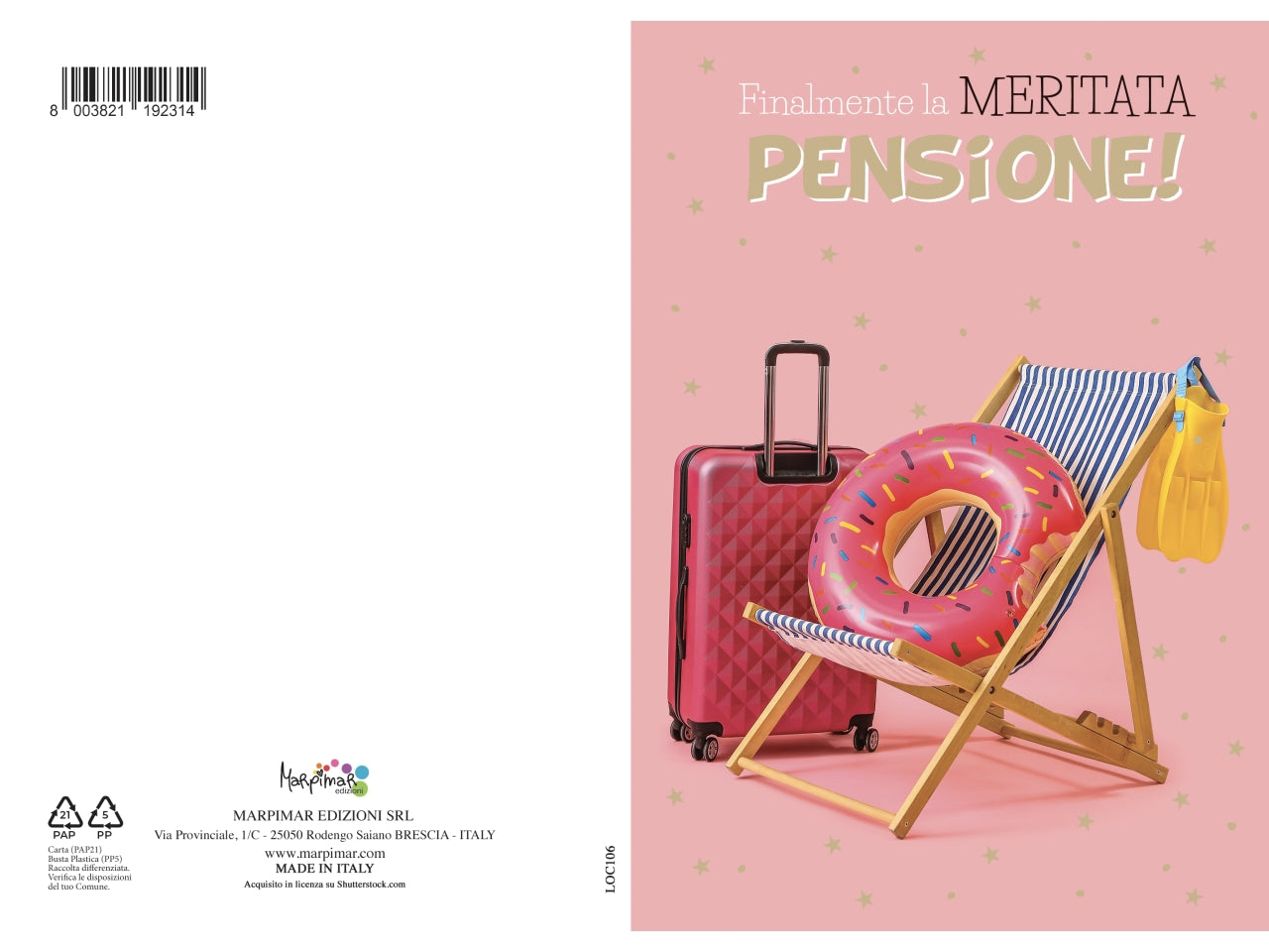 Biglietto pensione con foil oro