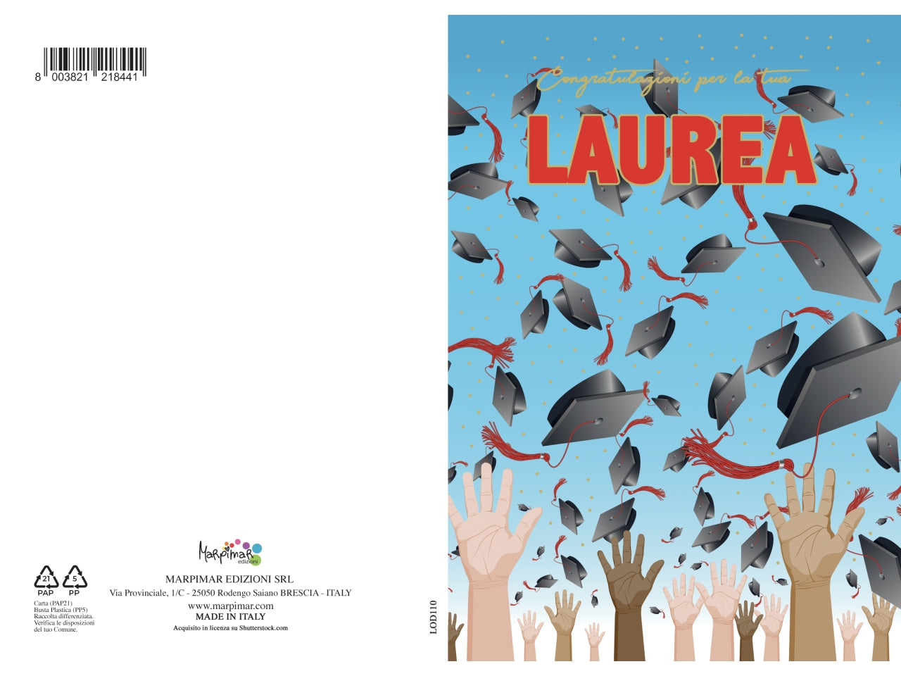 Biglietto laurea con foil oro