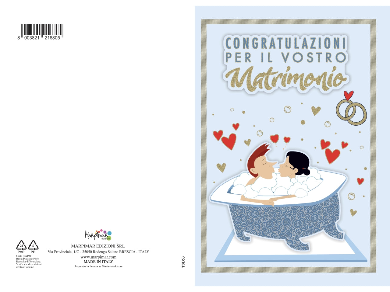 Biglietto matrimonio special con applicazioni + glitter