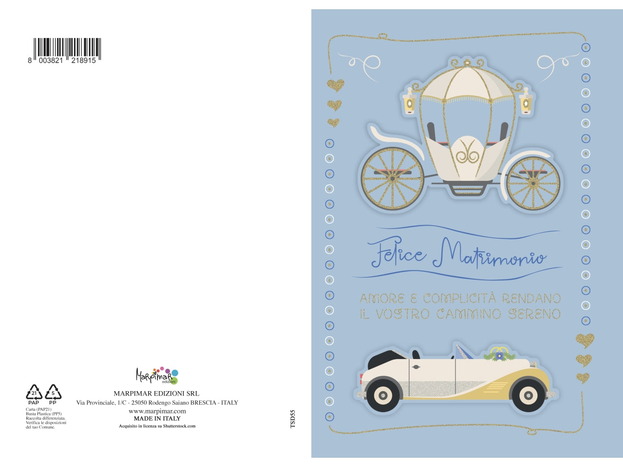 Biglietto matrimonio special con applicazioni + glitter