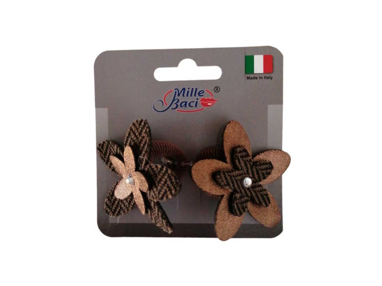 Codini con doppio fiore e strass colorati - la confezione contiene 2 codini