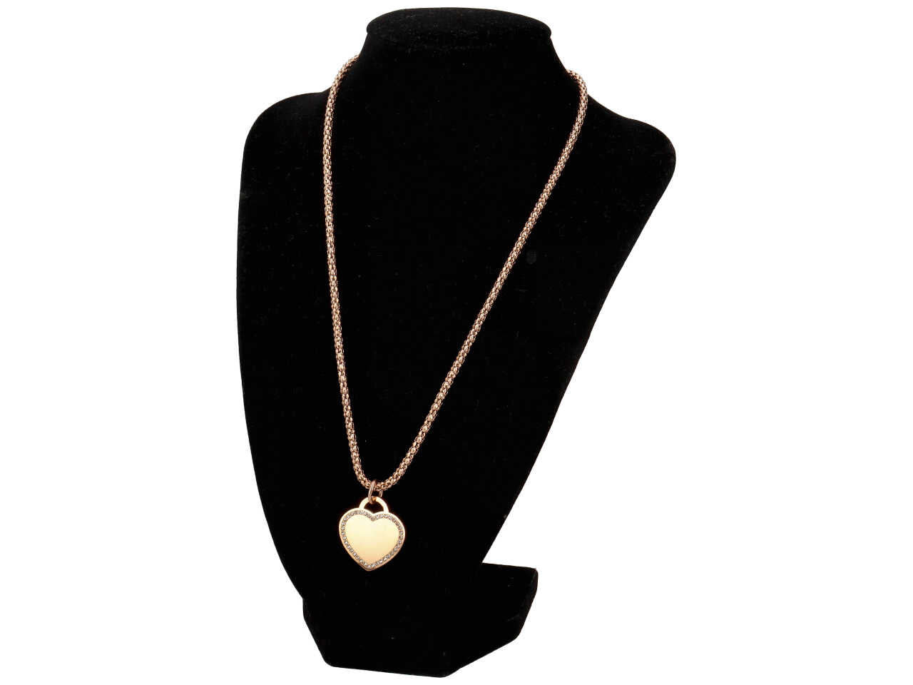 Collana con ciondolo a forma di cuore rosato con zirconi
