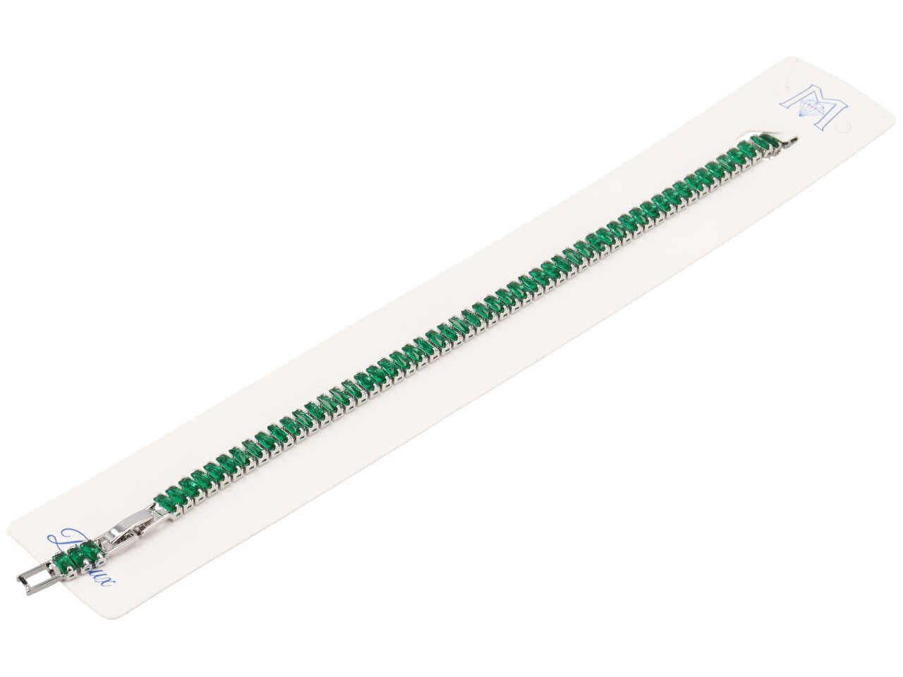 Bracciale con zirconi rettangoli verdi