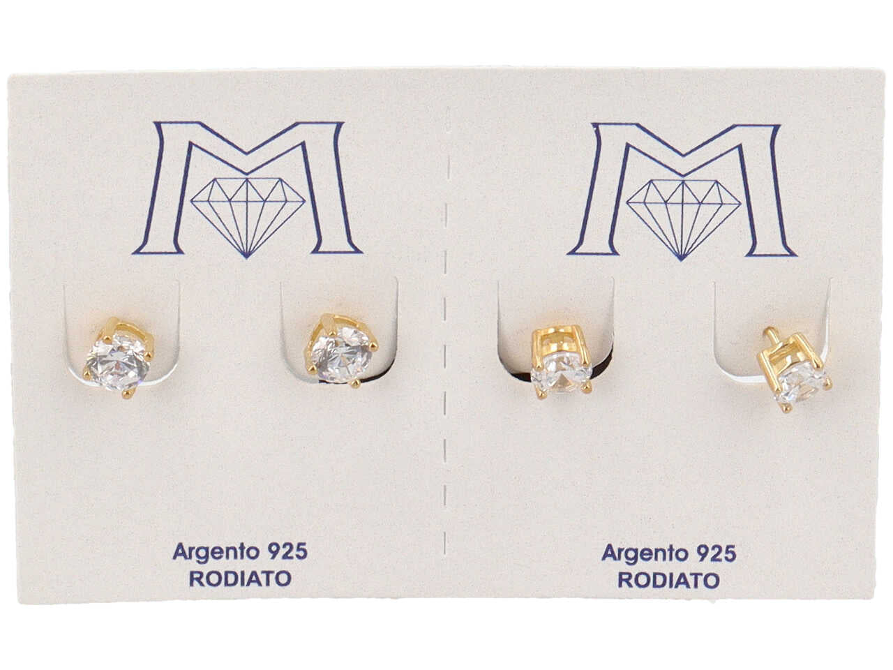 Orecchini punto luce 5mm 4 punte dorato confezione da 2paia