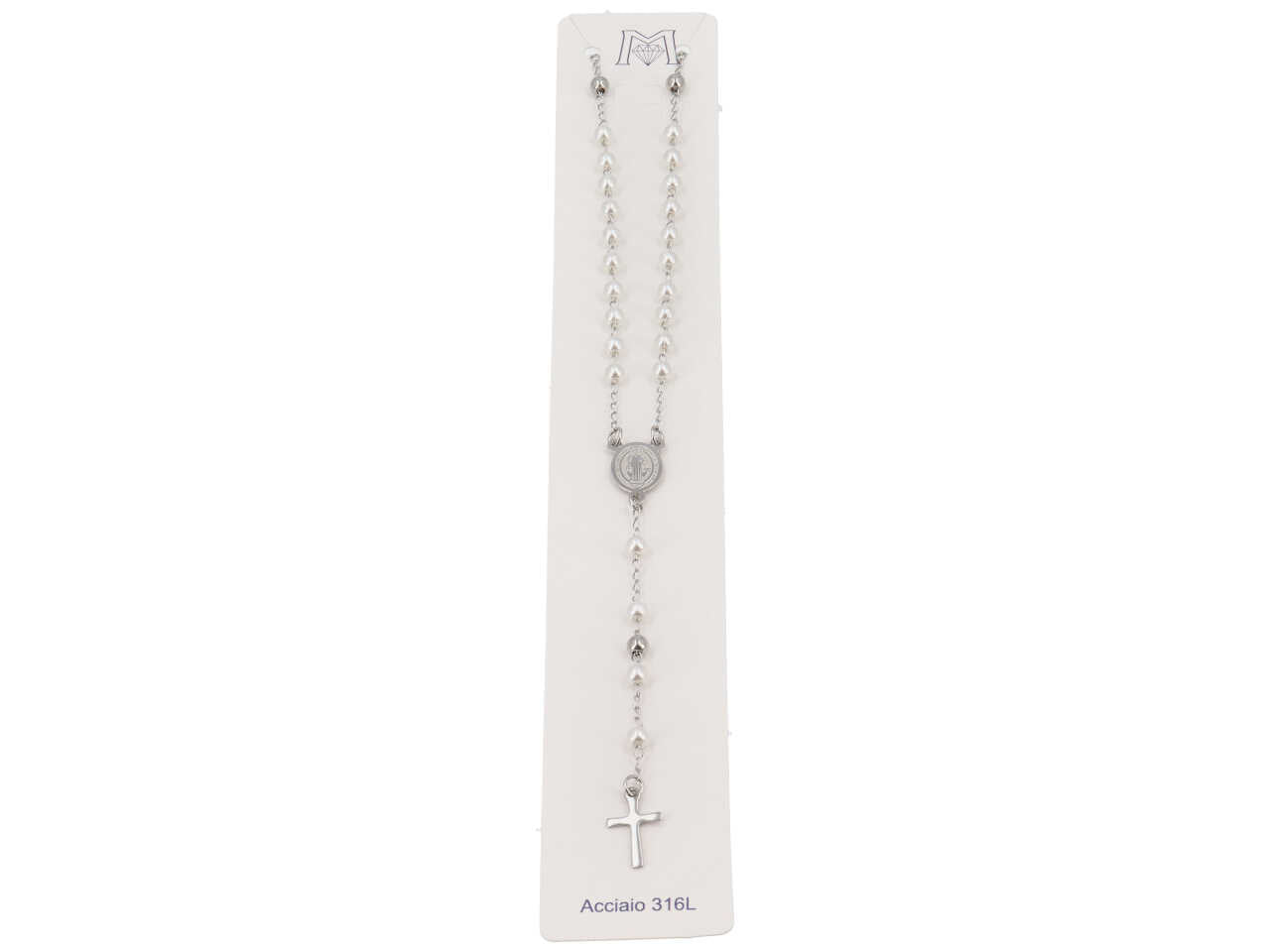 Collana rosario perline acciaio