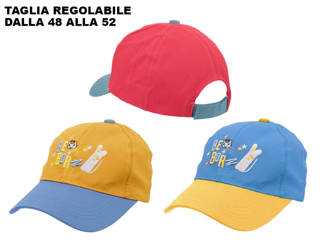 Cappellino con visiera per bambini in cotone in 3 colori - taglia regolabile - M@rea