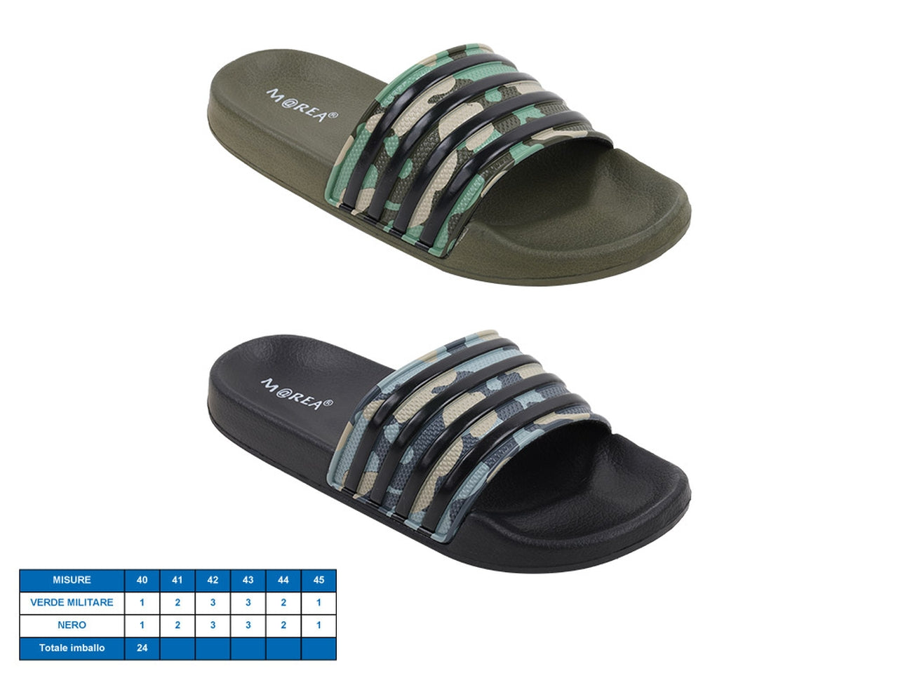 Ciabatta da uomo in plastica con fascia fantasia militare dal  40 al 45 - M@rea