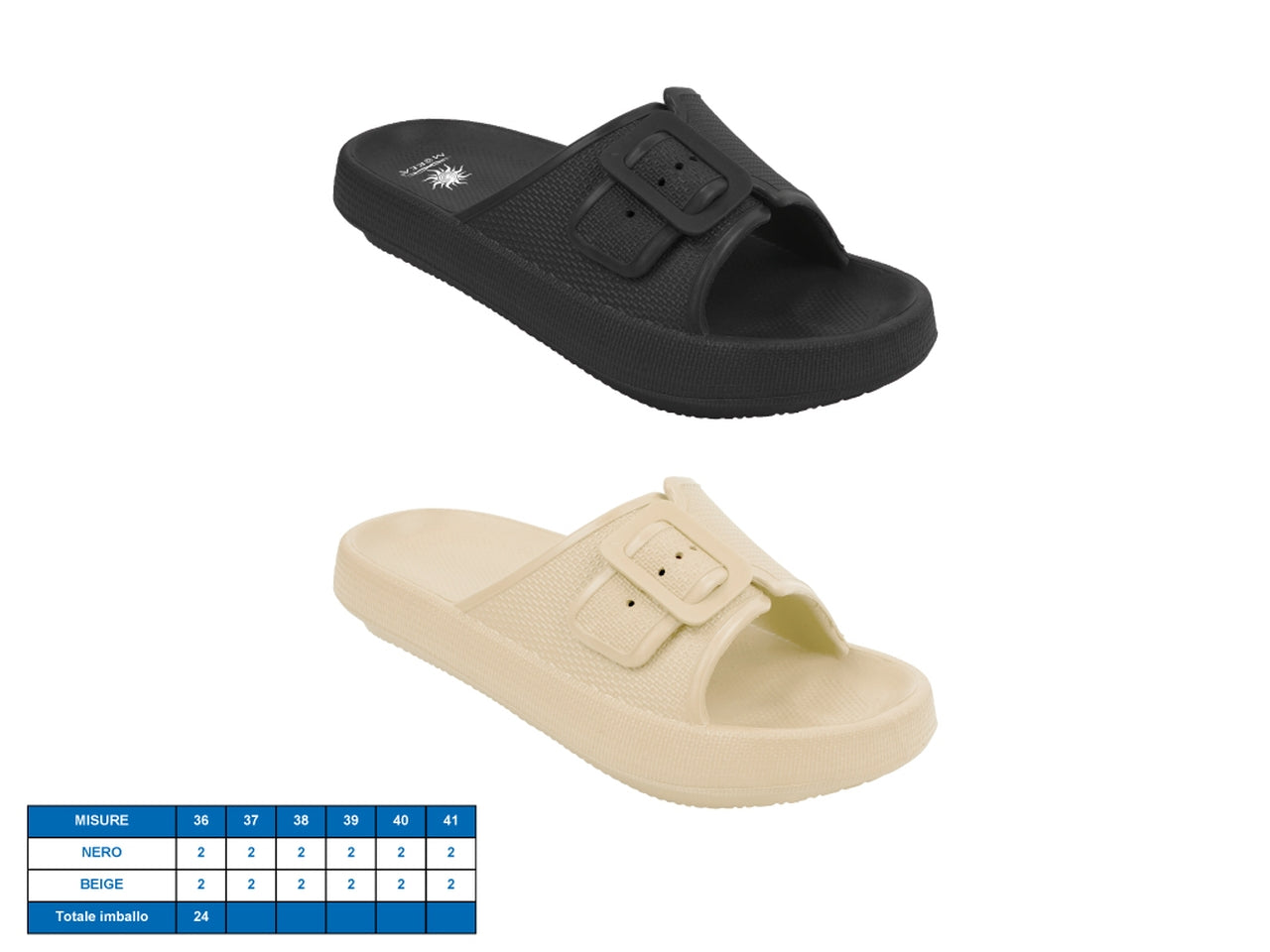 Ciabatta donna a fascia in gomma Marasusa, colori assortiti, taglie dal 36 al 41 - M@rea