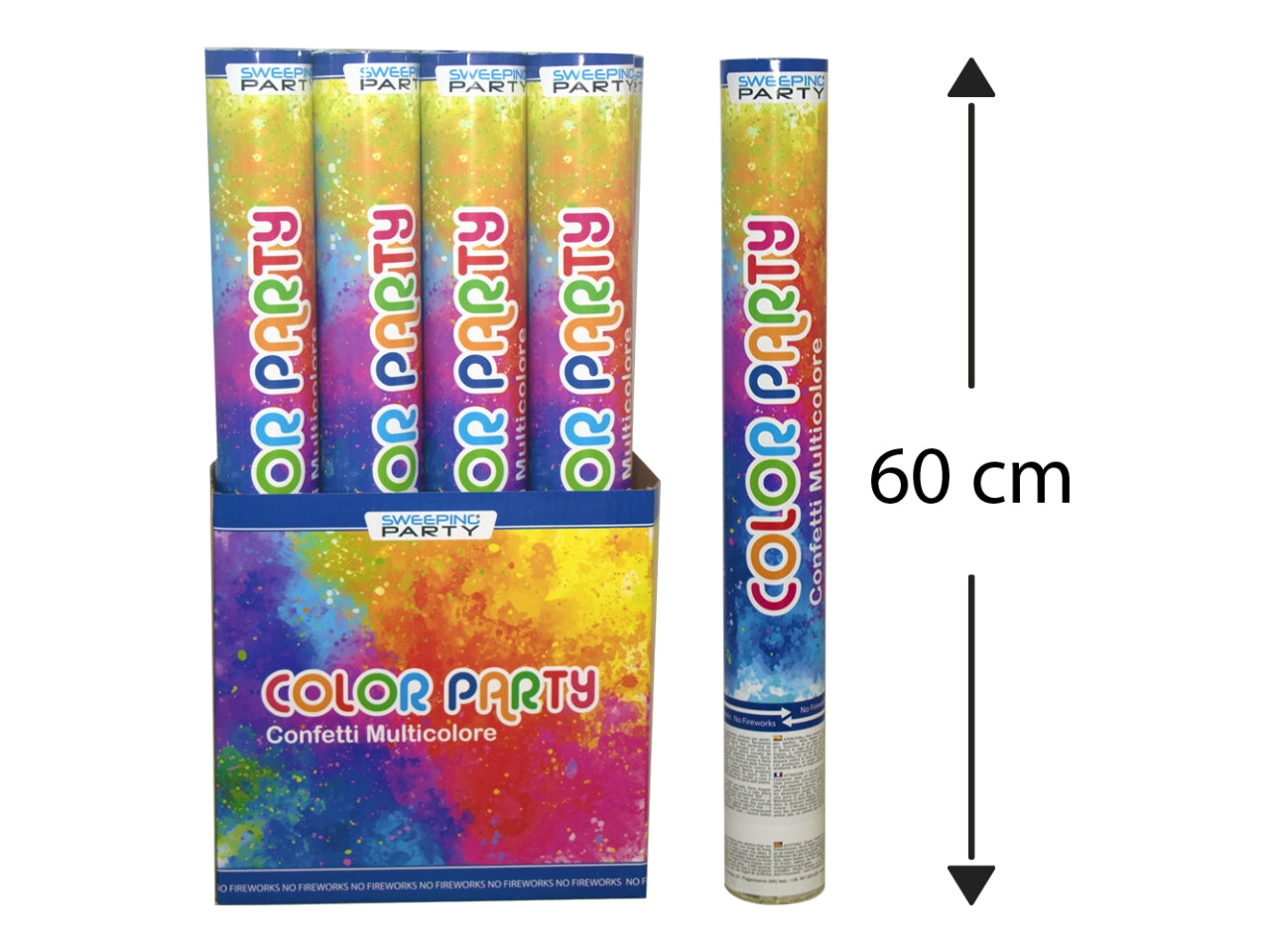 Tubo sparacoriandoli multicolore 60cm per feste - Mv Tech