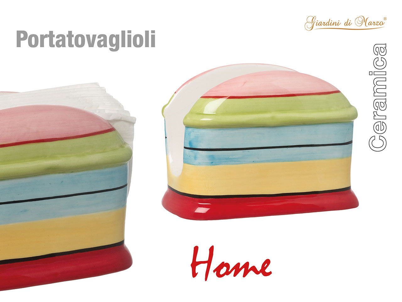 Porta tovaglioli con strisce colorate
