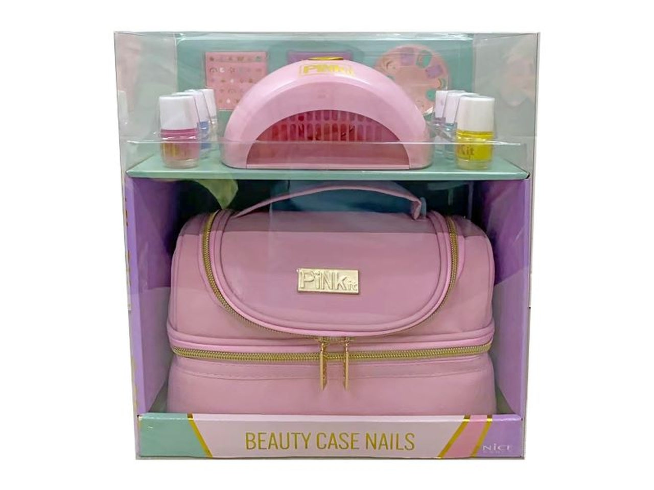 Pink it beauty case nails