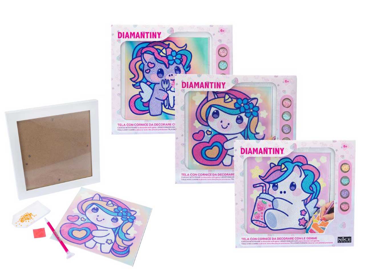 Diamantiny kawaii unicorn quadretto