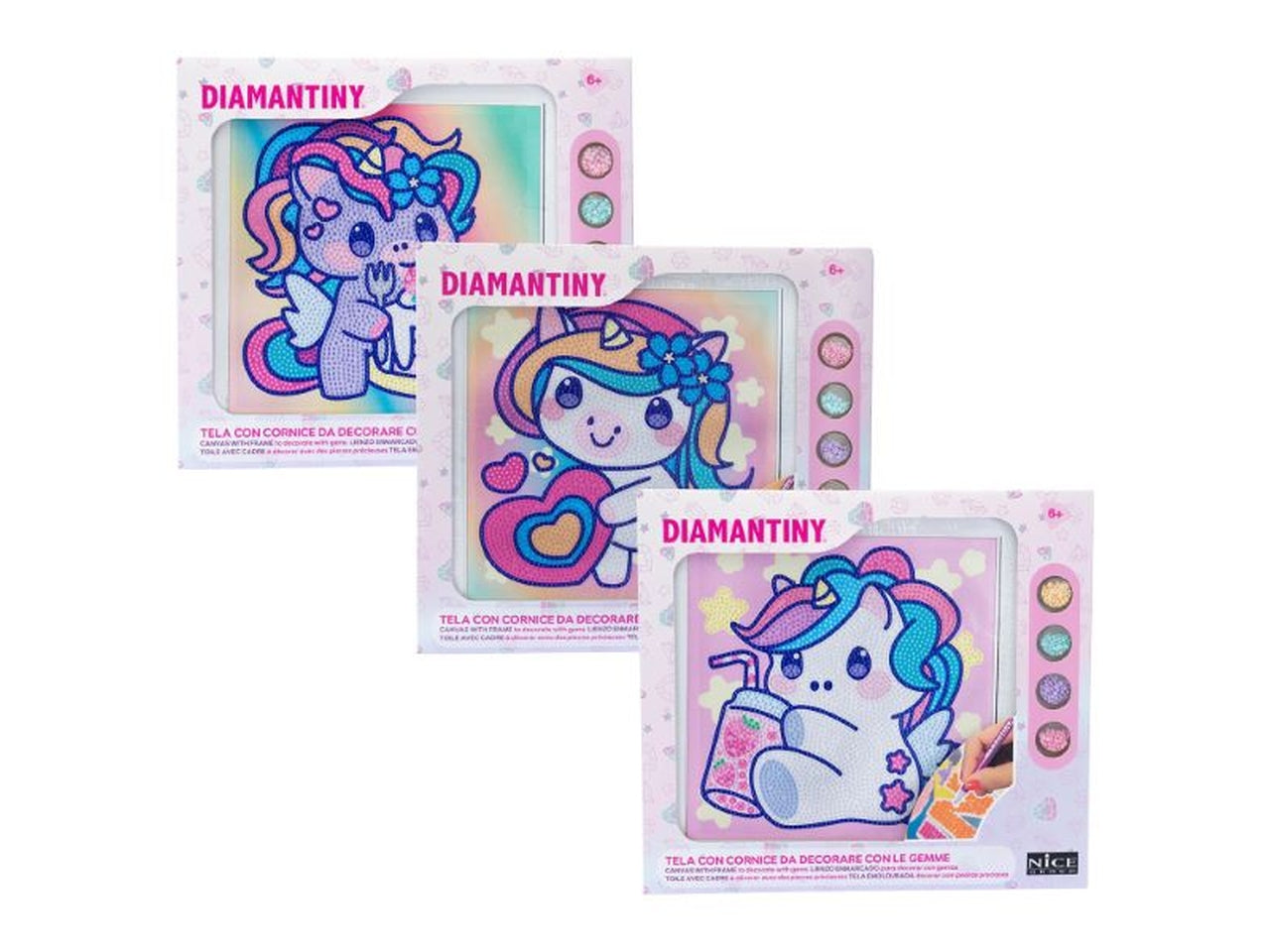 Diamantiny kawaii unicorn quadretto