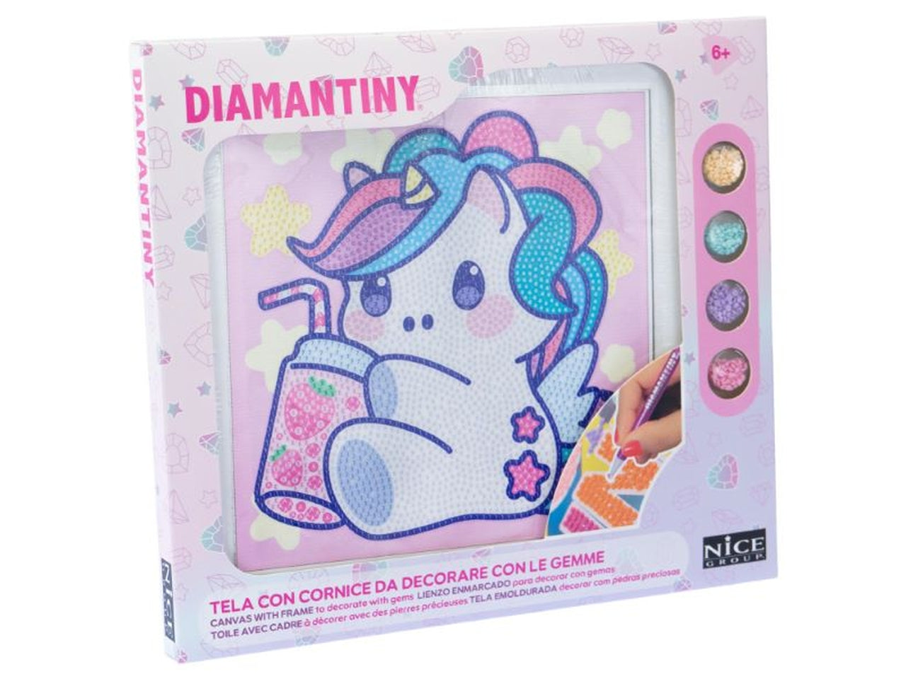 Diamantiny kawaii unicorn quadretto