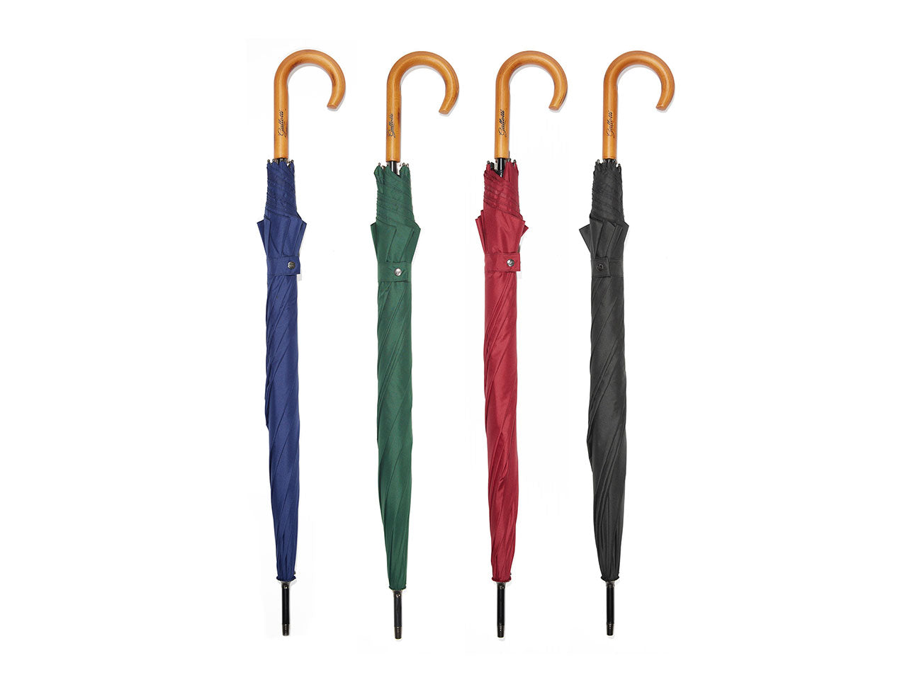 Ombrello da pioggia antivento unisex apertura automatica 4 colori assortiti con impugnatura legno - Gallotti