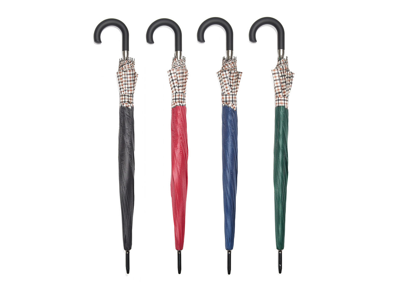Ombrello da pioggia apertura automatica 4 colori assortiti con fascia scozzese - Gallotti