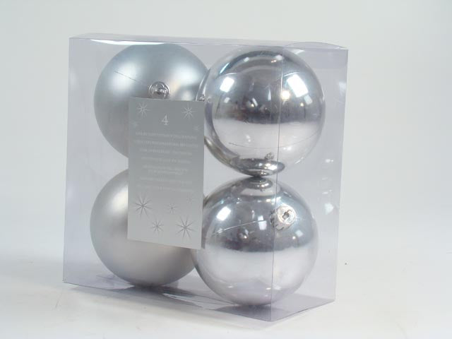Palla 10cm in confezione da 4 pezzi argento lucido e opaco
