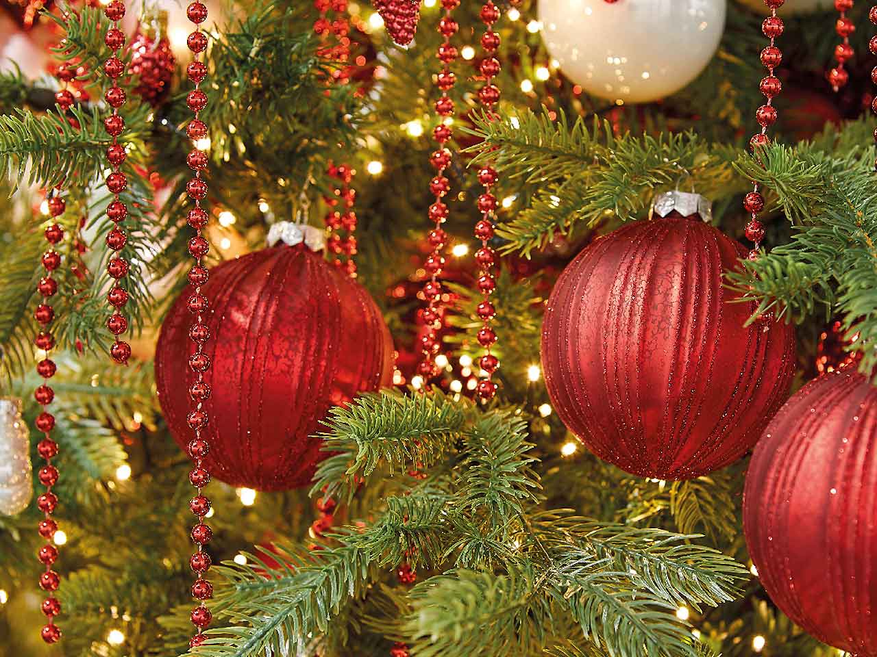 Ghirlanda con palle d.2x270cm rossa