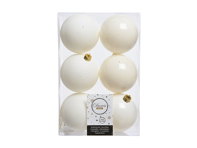 Palla 8cm in confezione da 6 pezzi bianco lana lucido e opaco