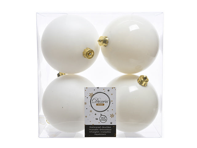 Palla 10cm in confezione da 4 pezzi bianco lana lucido e opaco