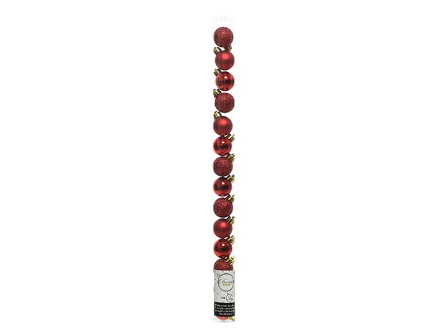 Palla 3cm in confezione da 14 pezzi rossa lucida, opaca e glitter